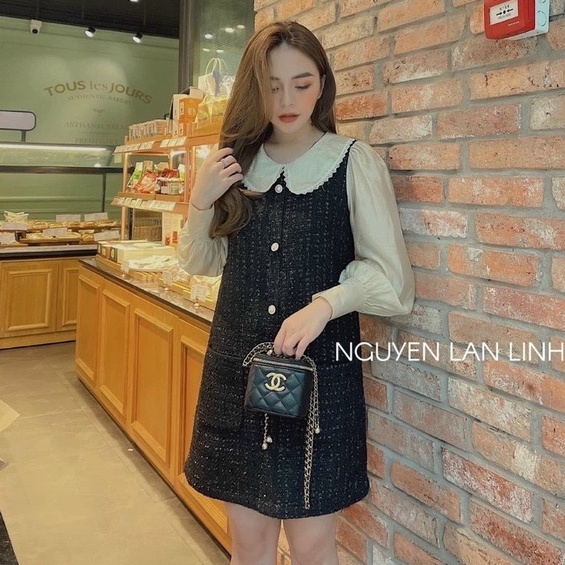 Váy dạ tuýt suông cổ sen _ Hàng Loại 1