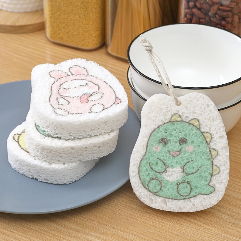 Mút Rửa Chén Bằng Bột Gỗ Không Dính Kiểu Hoạt Hình Dễ Thương