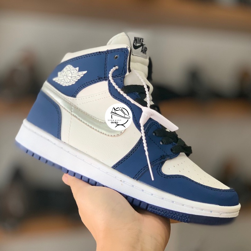 [Ảnh thật] Giày JD xanh than logo móc trắng phản quang. Giày Jordan nam nữ cao cổ mới nhất. | BigBuy360 - bigbuy360.vn