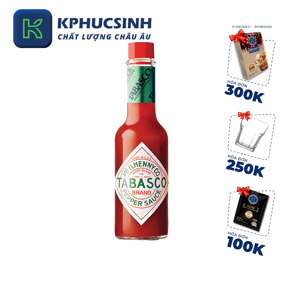 Sốt ớt đỏ hiệu Tabasco 150ml KPHUCSINH - Hàng Chính Hãng