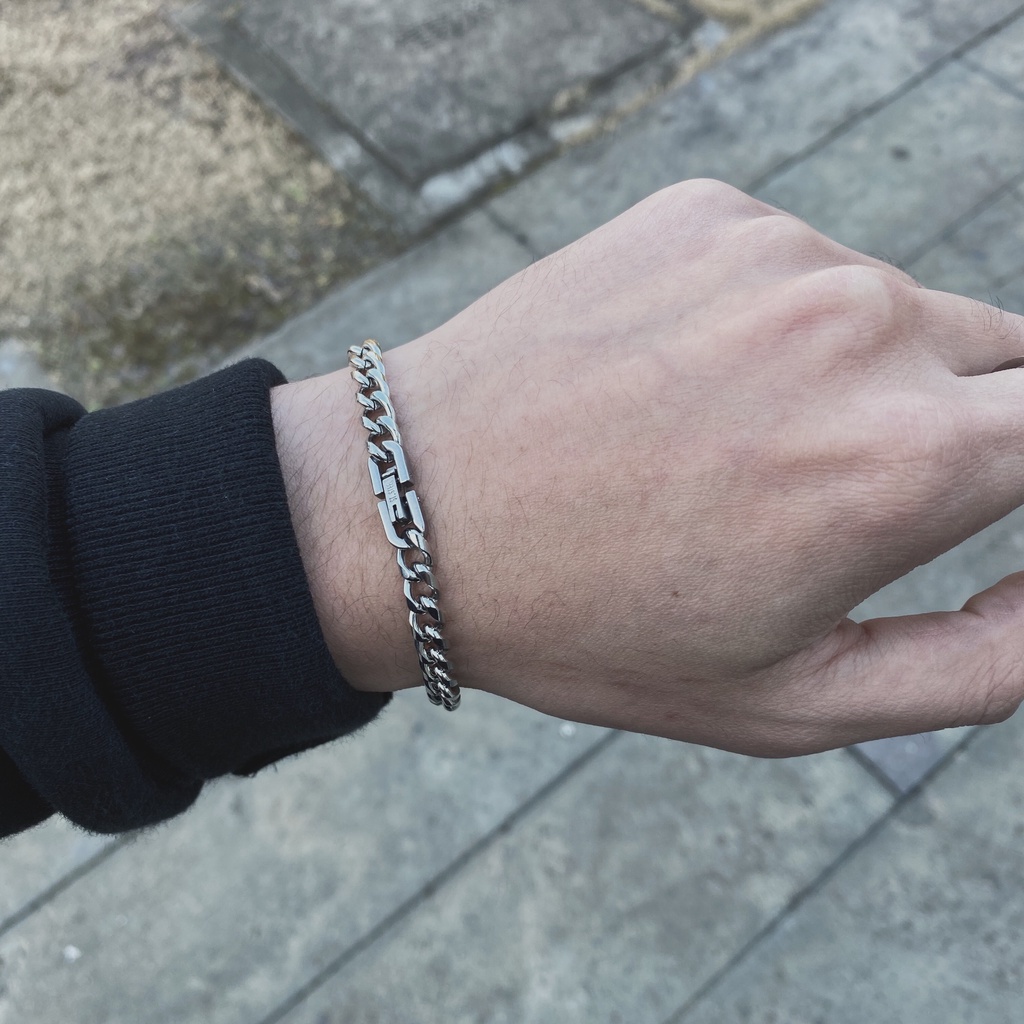 Vòng tay thép titan thiết kế đơn giản phong cách hip hop cá tính tùy chọn kích thước