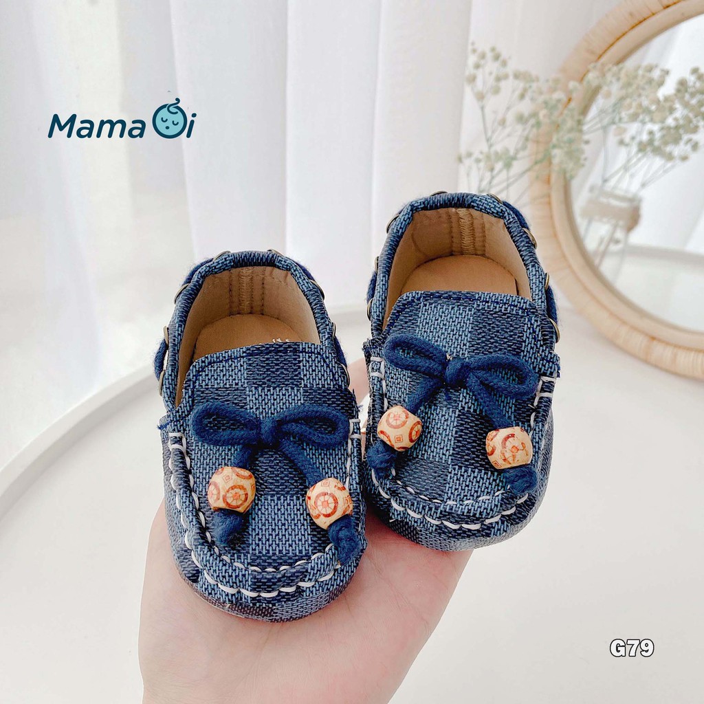Giày tập đi cho bé giày lười caro xanh đen kiểu dáng sang chảnh của Mama Ơi - Thời trang cho bé