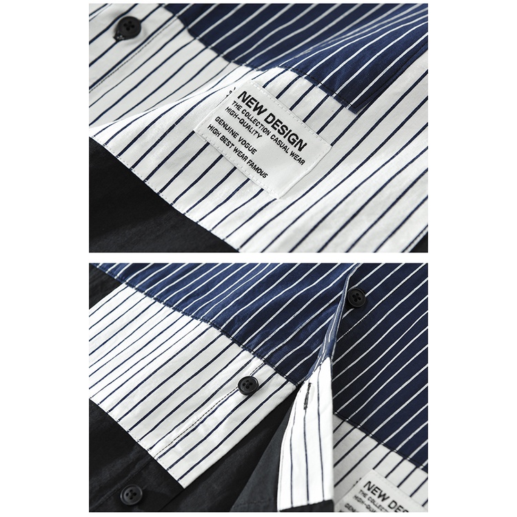 Áo Sơ Mi Nam Dài Tay Dáng Rộng Họa Tiết Kẻ Sọc Nhiều Màu Phong Cách Nhật Bản