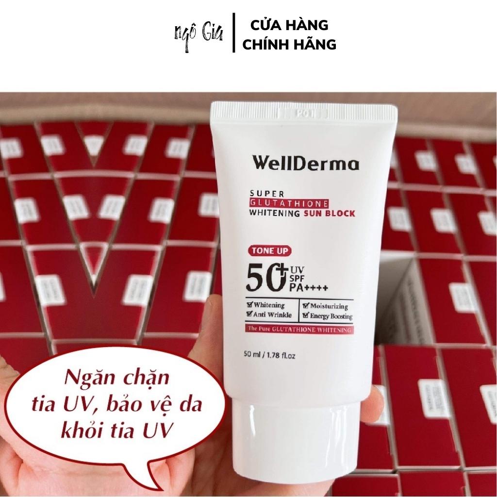 Kem chống nắng Wellderma Super Glutathione Whitening SunBlock ToneUp 50ml - Sale Chính hãng