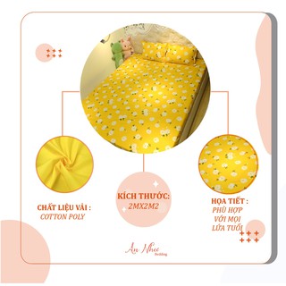 Bộ ga gối 💖m6/m8💖 ga trải giường + 2 vỏ gối nằm hoa lá An Như Bedding