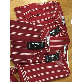 Set Áo Sơ Mi Váy Đôi FigTree Sọc Đỏ Siêu Hot Cho Cặp Đôi Mã 155B