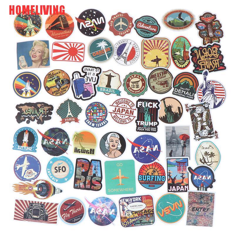 Bộ 50 Miếng Dán Màu Sắc Thần Kỳ Trang Trí Sổ Tay / Vali / Guitar / Laptop