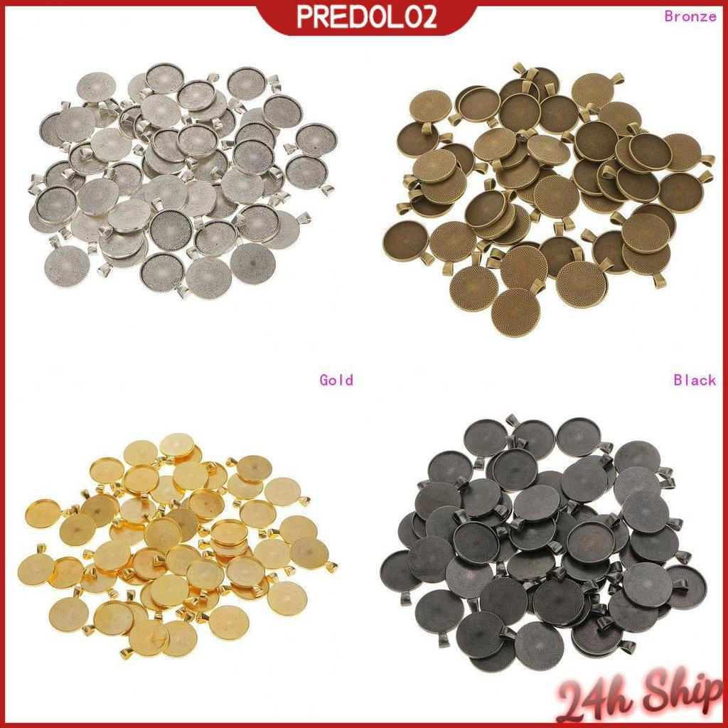 50pcs Round Pendant Base Tray 25mm Cabochon Setting Bezel Pendant Blanks