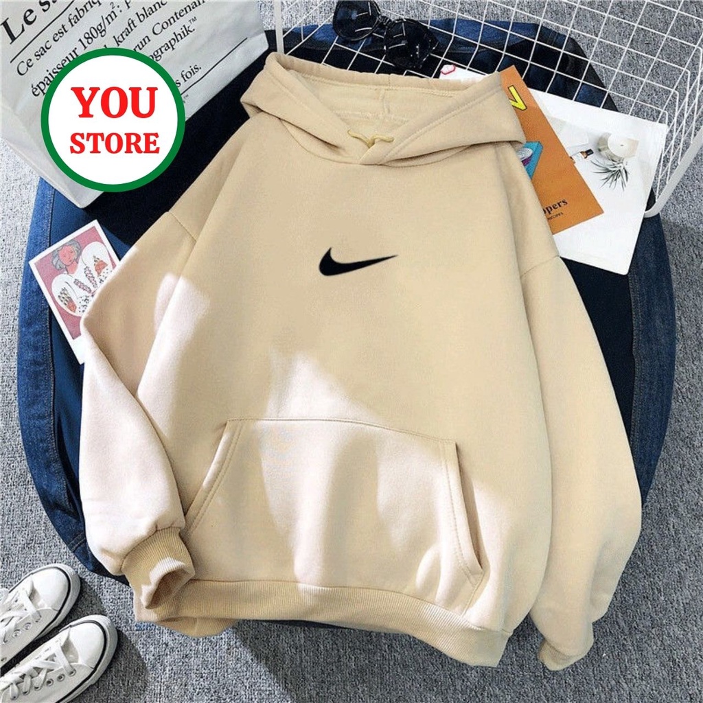 Áo Hoodie Unisex Chính Hãng Dấu Nike Trước Ngực Chất Nỉ Bông You Store