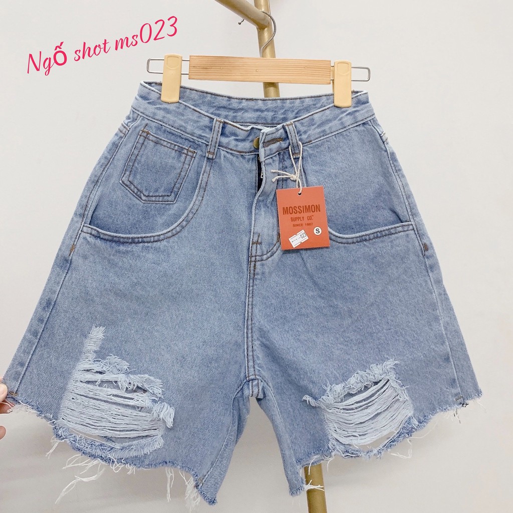 Quần shorts jean ống rộng nút thắt ulzzang / Quần đùi bò ngố big size ống rộng_HanaStore