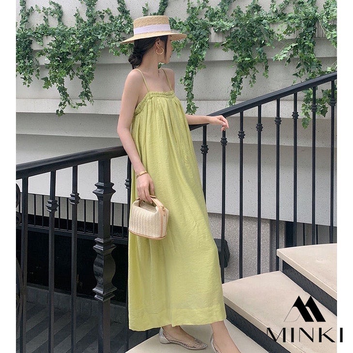 VÁY HAI DÂY LỤA XẾP LY NGỰC - CHẤT LIỆU CAO CẤP - MÀU XANH CỐM | BigBuy360 - bigbuy360.vn