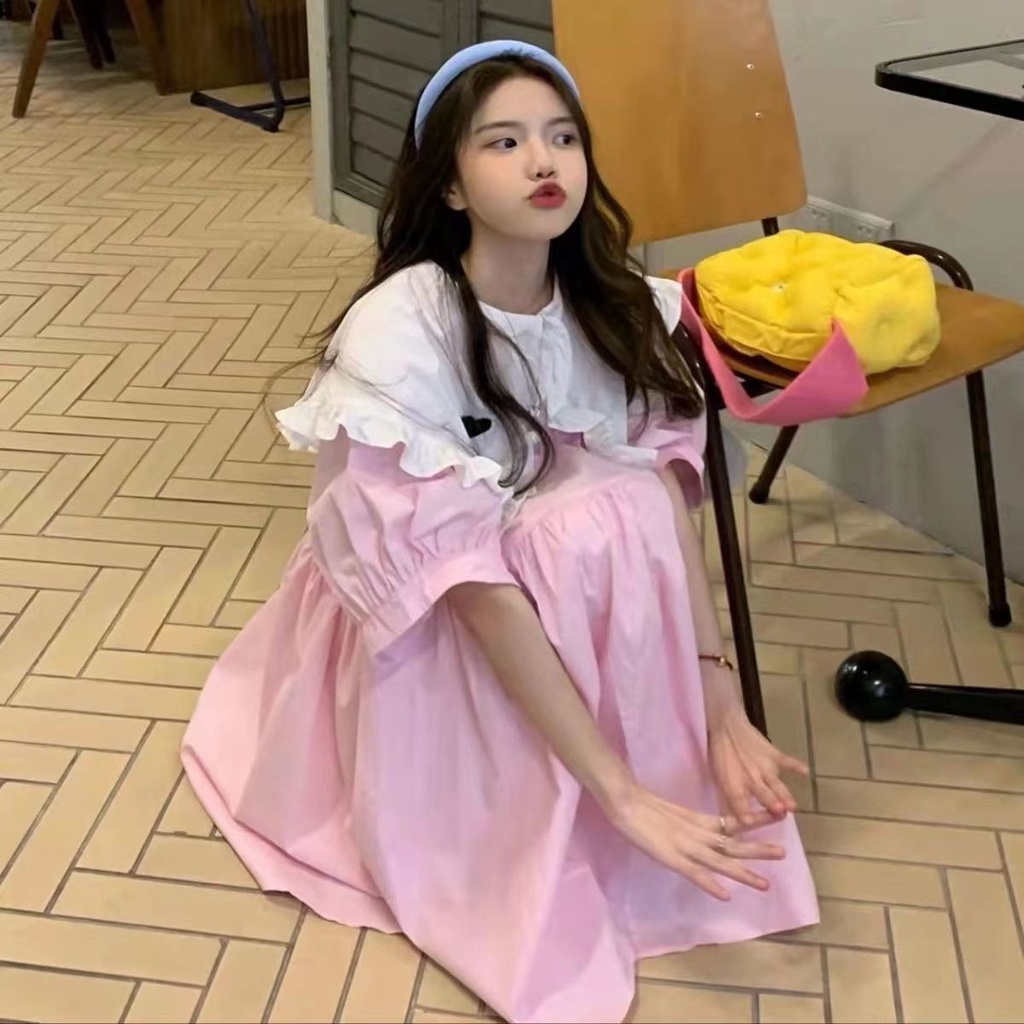 Đầm Cổ Búp Bê Form Rộng Phong Cách Nhật Bản Cho Nữ Sinh