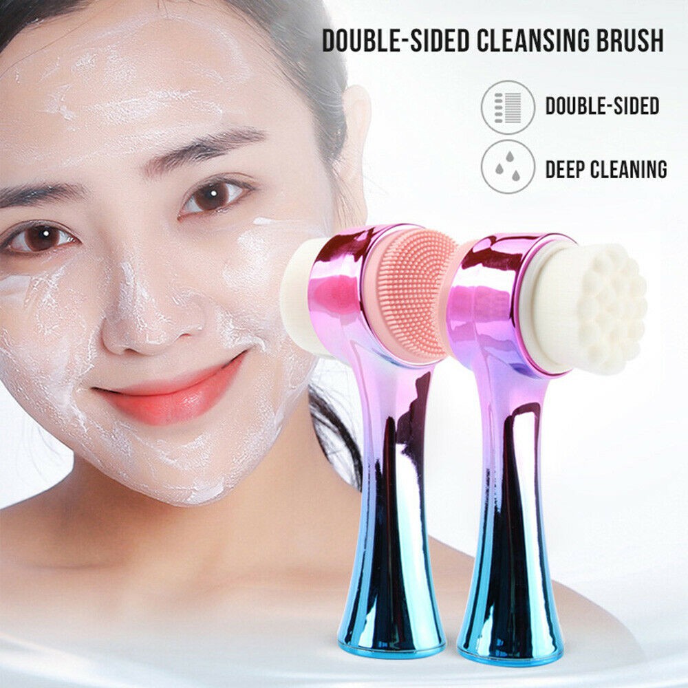 Cọ rửa mặt massage thu nhỏ lỗ chân lông cầm tay thiết kế hai đầu | BigBuy360 - bigbuy360.vn