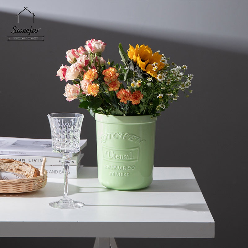 Ống đựng dụng cụ nấu ăn SWEEJAR để bàn bằng gốm tháo rời được đa năng tiện lợi sử dụng trong nhà bếp