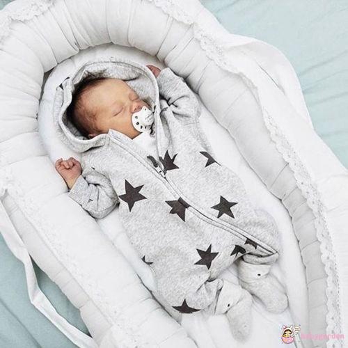 Jumpsuit Bodysuit Romper Liền Mảnh Có Nón Hoodie Cho Các Bé Nhỏ Sơ Sinh