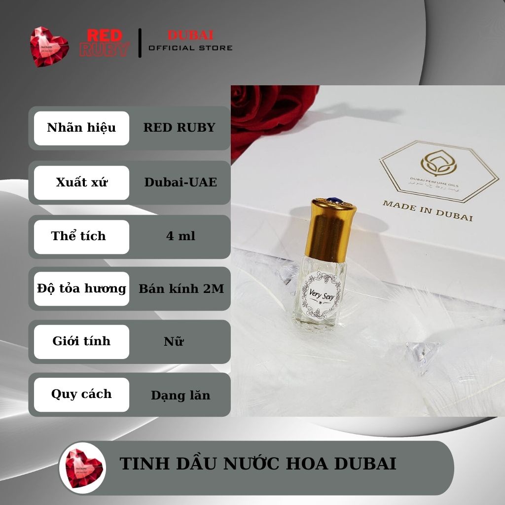 Tinh dầu nước hoa dubai mini 4ml, nữ - thiết kế dạng lăn tiện lợi khi sử dụng, chọn mùi theo sở thích