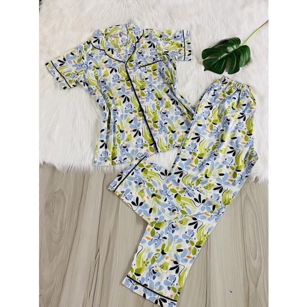 Bộ tole pijama tay ngắn quần dài 48-75kg