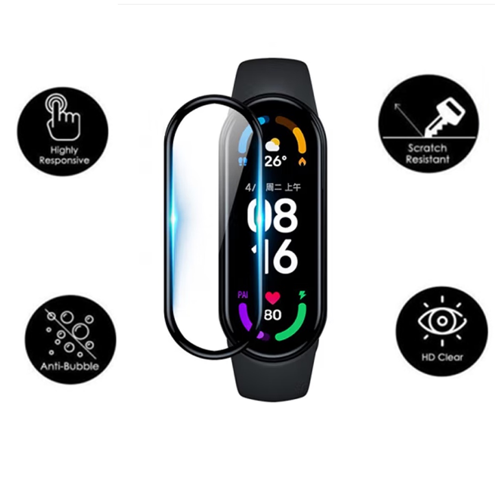 Set 2 Miếng Dán Bảo Vệ Màn Hình Cho Đồng Hồ Thông Minh Xiaomi MiBand 7 6 5 4 7 6 5 4 Kính