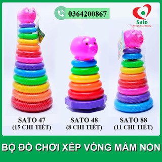 Bộ đồ chơi xếp vòng mầm non nhận biết kích thước, màu sắc