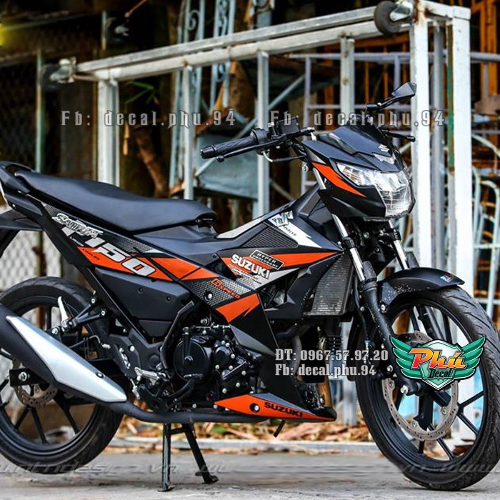 Tem rời Satria F150 đen cam (V)