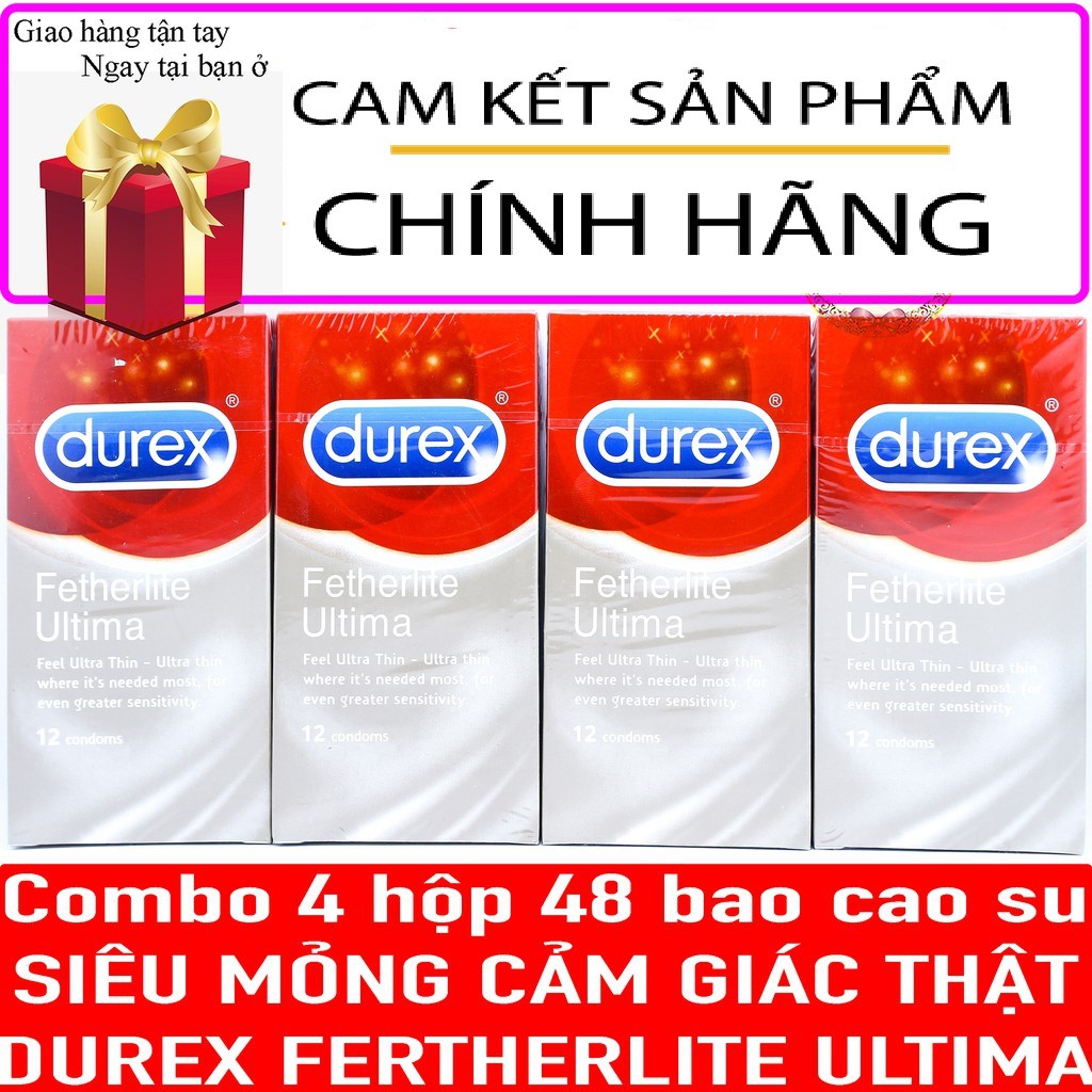 Bao Cao Su Siêu Mỏng Durex Fetherlite 4 hộp Không Mùi hộp 48 cái