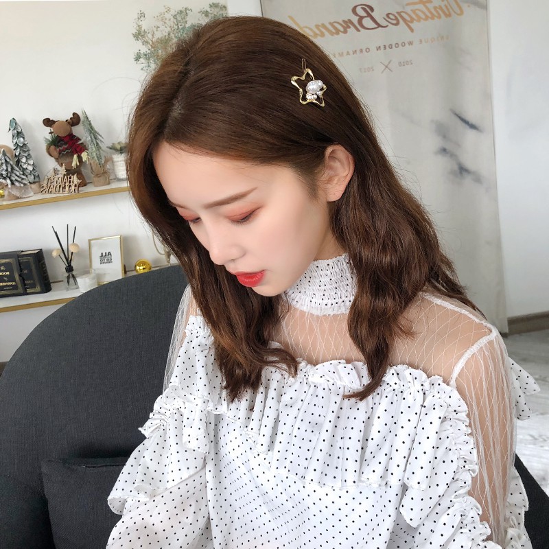 Kẹp Tóc Hình Trái Tim / Tam Giác Đính Đá / Ngọc Trai Bằng Kim Loại B501