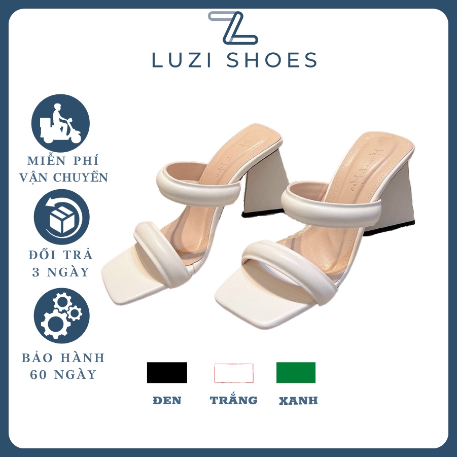 Guốc nữ, dép cáo gót tam giác 2 quai ngang nhún thời trang nhiều màu sắc cao 9cm [m22]