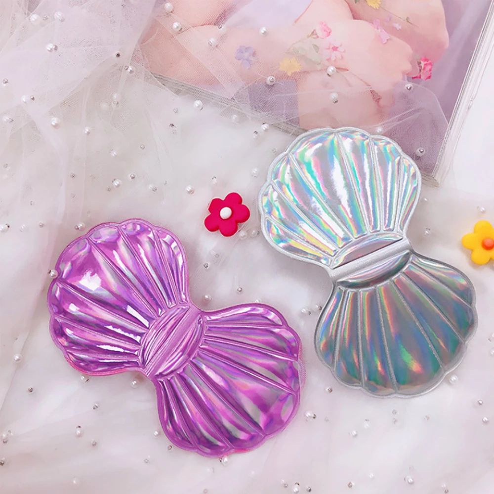 [Hàng mới về] Gương trang điểm cầm tay hình vỏ sò nhiều màu sắc có thể gấp gọn