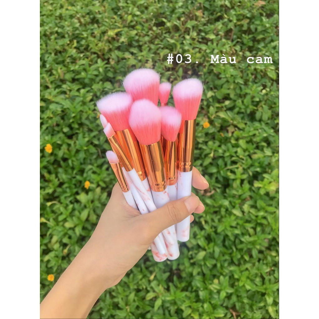 Bộ 10 cọ trang điểm phối thân hình vân đá ( Kèm ảnh thật )