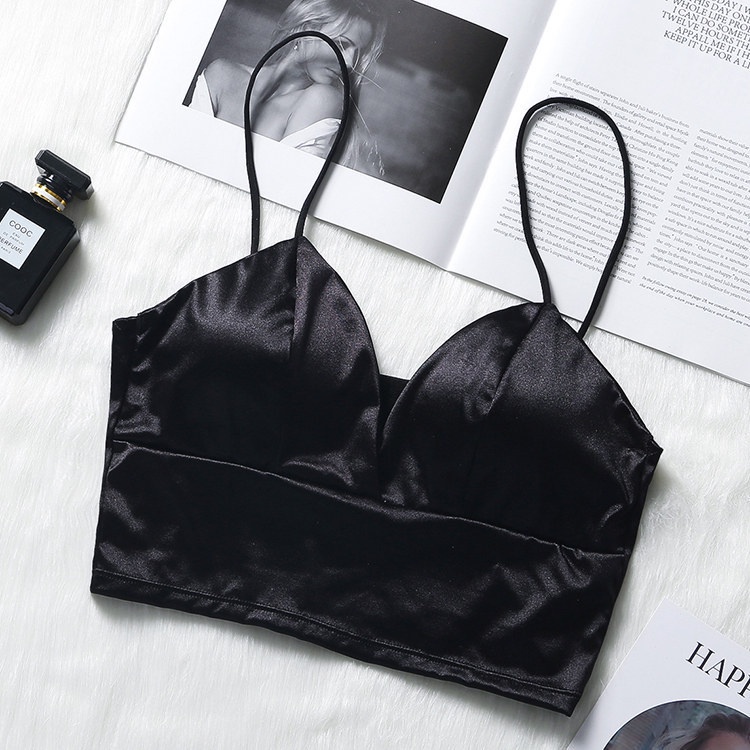 Áo Bra Nữ Satin Phi Bóng Bản To Không Gọng - Áo Bralette Trơn Vải Bóng Lụa Thiết Kế Đơn giản Nâng Ngực Nhẹ