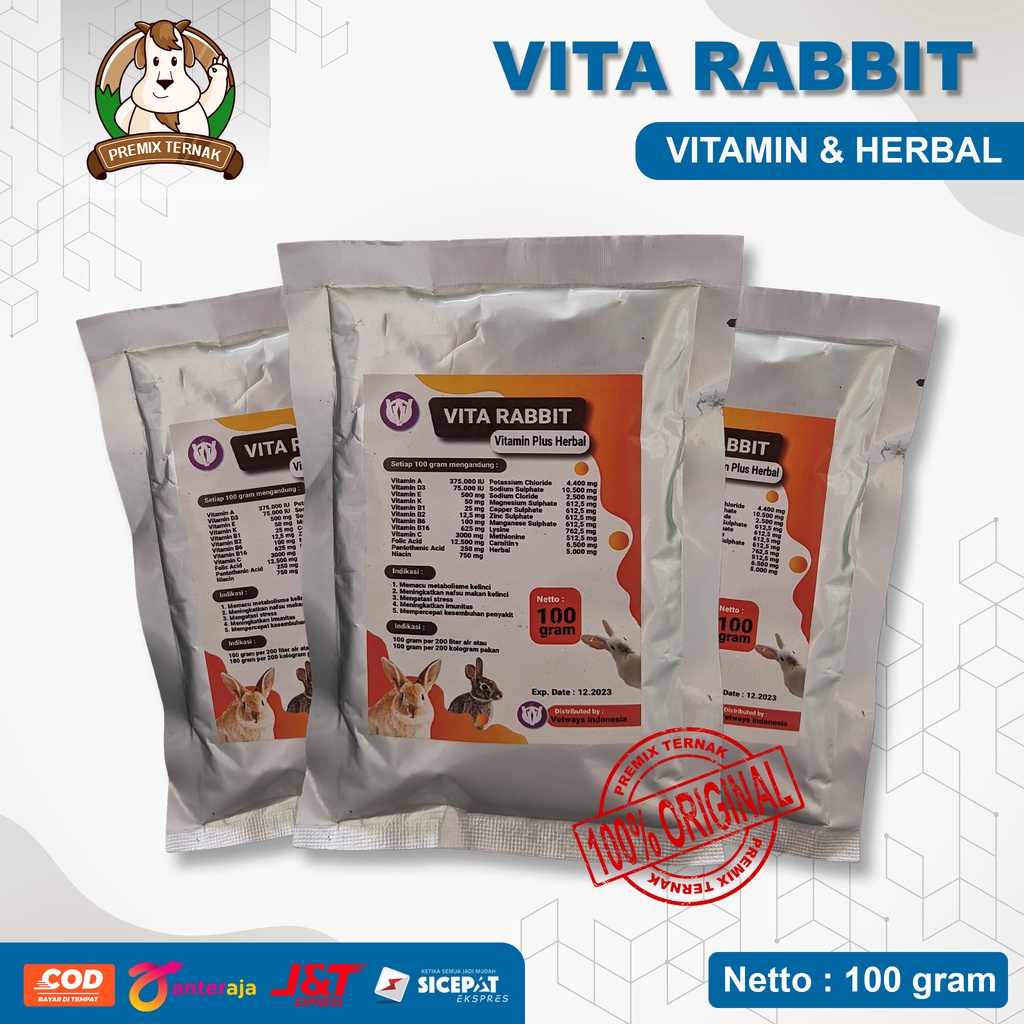 Vita Thỏ | Thảo Dược Cộng Với VITAMIN Cho Thỏ 100gr