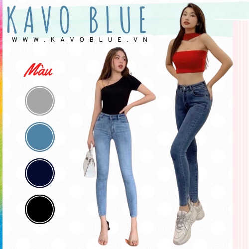 Quần Bò Nữ Skinny Dáng Ôm KAVO BLUE màu Bạc Co Giãn - M52