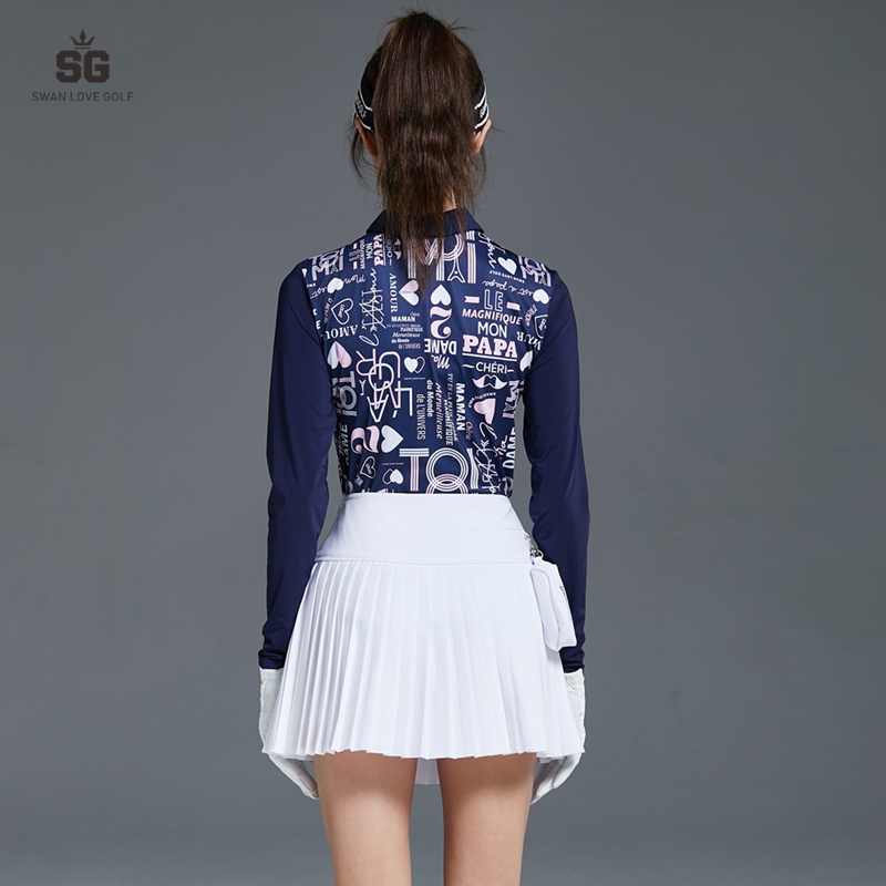 Bộ Áo Thun Dài Tay + Chân Váy Xếp Ly Lưng Cao Chống Nắng Thời Trang Cho Nữ Sự Bảo Vệ