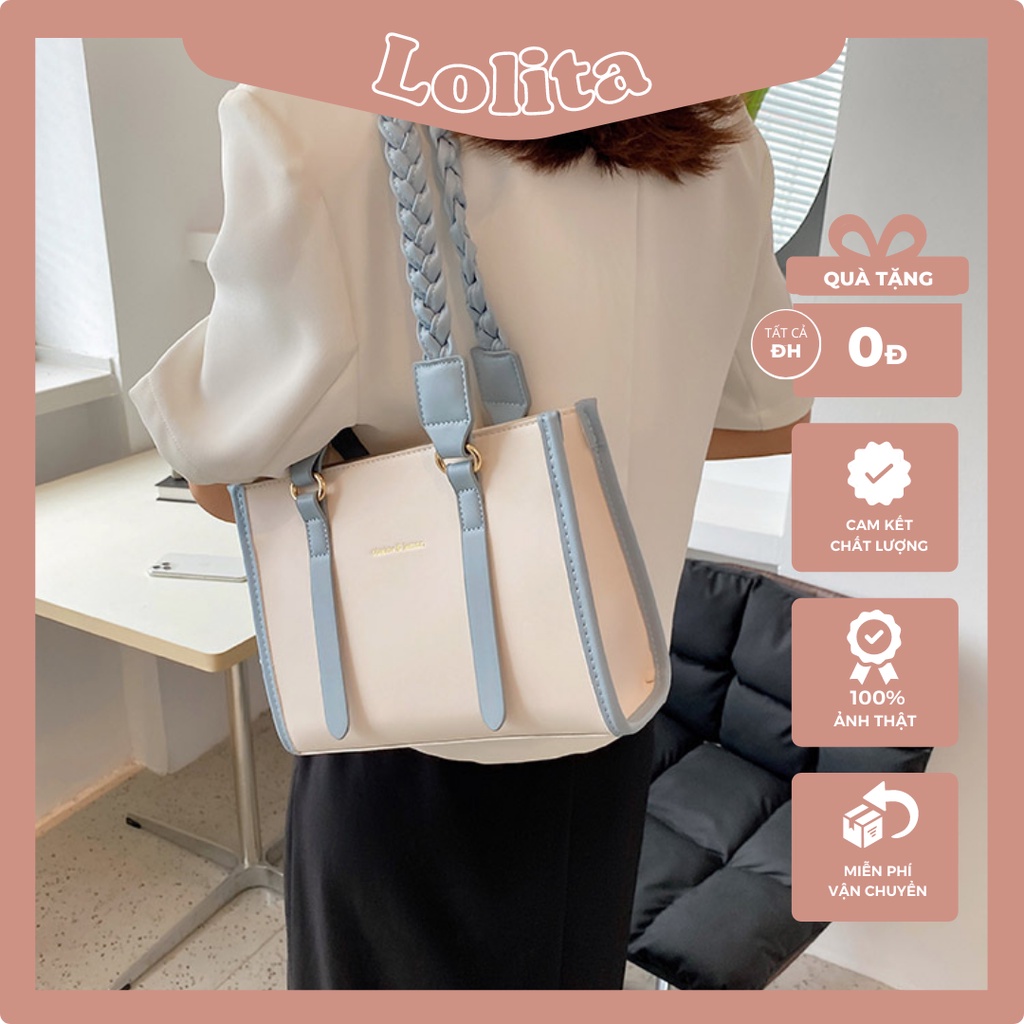 Túi Xách Nữ Tote Kẹp Nách LILAS Baggu Da PU Dây Đan Khoá Kéo