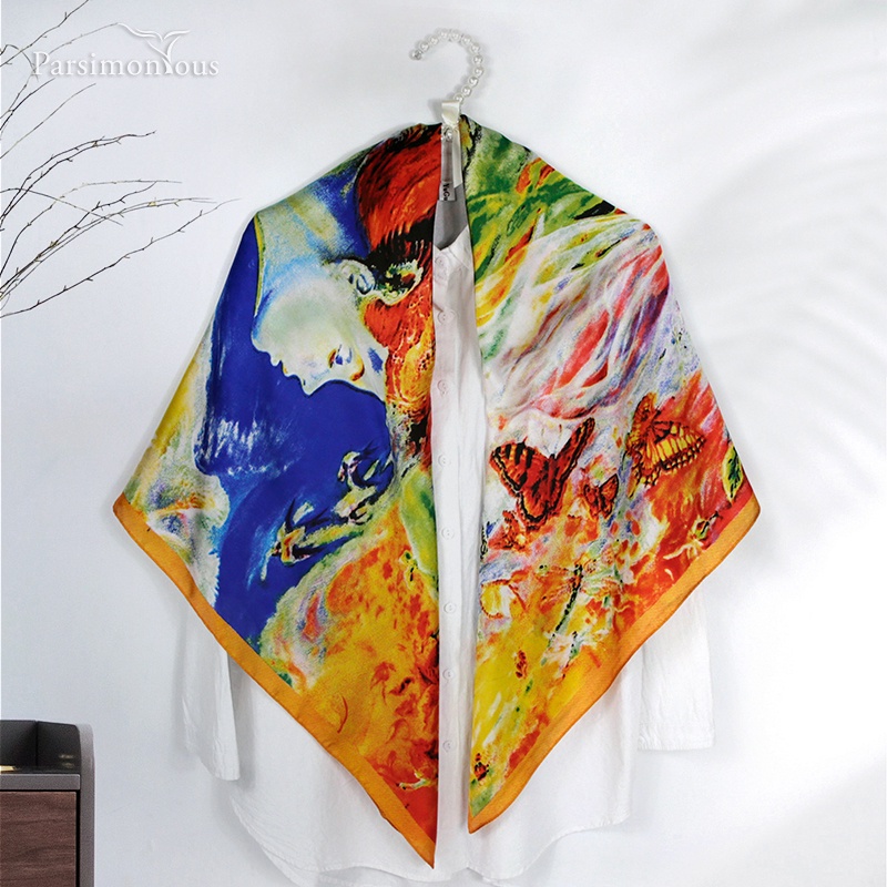Khăn Choàng Cổ Hình Vuông Bằng Lụa Nhân Tạo 110x110cm (43.3x43.3inch) WJ1014-C