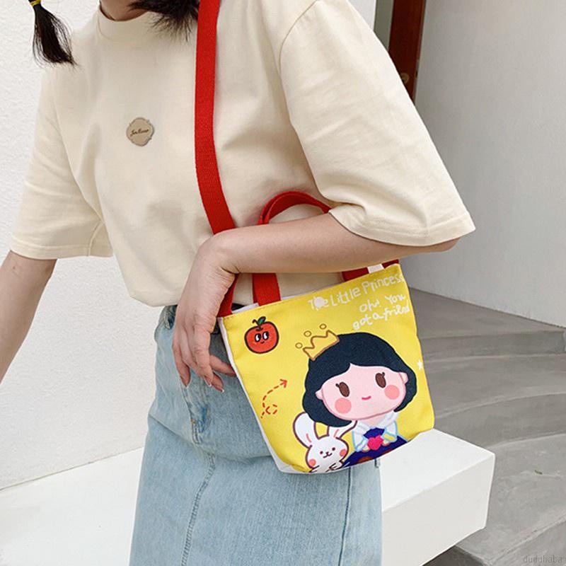 Túi Đeo Vai Vải Canvas Họa Tiết Hoạt Hình Dễ Thương Cho Bé