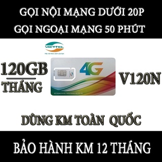 SIM 4G VIETTEL V90-V120 120GB/tháng [FREE THÁNG ĐẦU] miễn phí nghe gọi nội mạng, ngoại mạng,dùng cho điện thoại di động