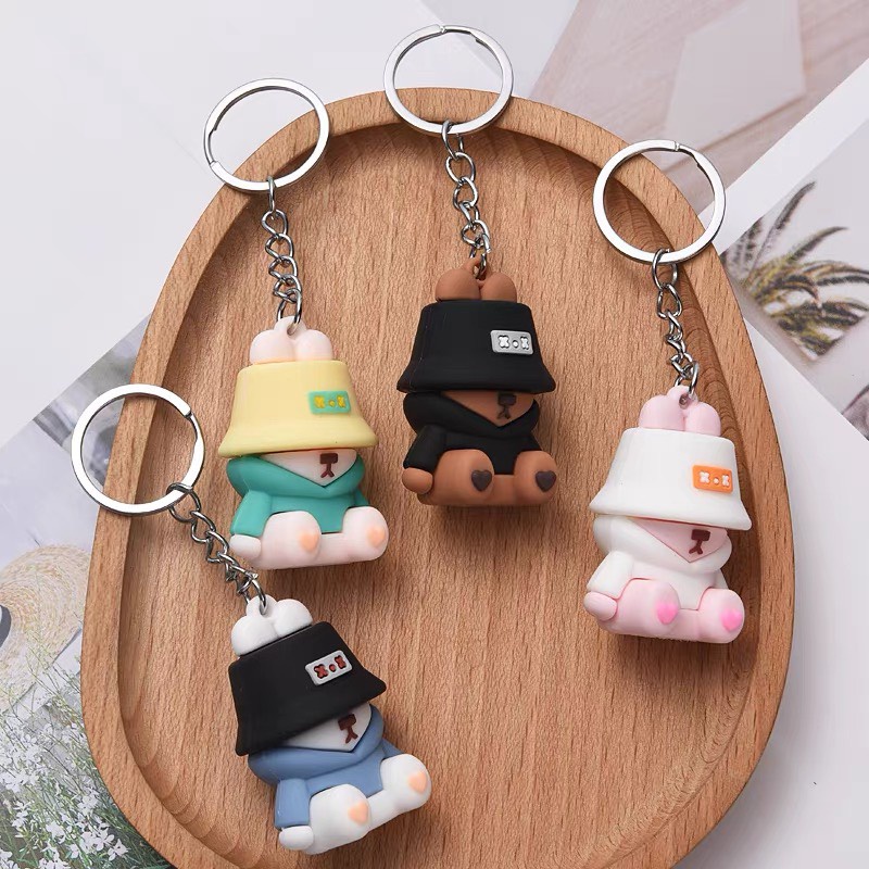 Móc Khóa Gấu Che Mặt Nhiều Màu Đáng Yêu