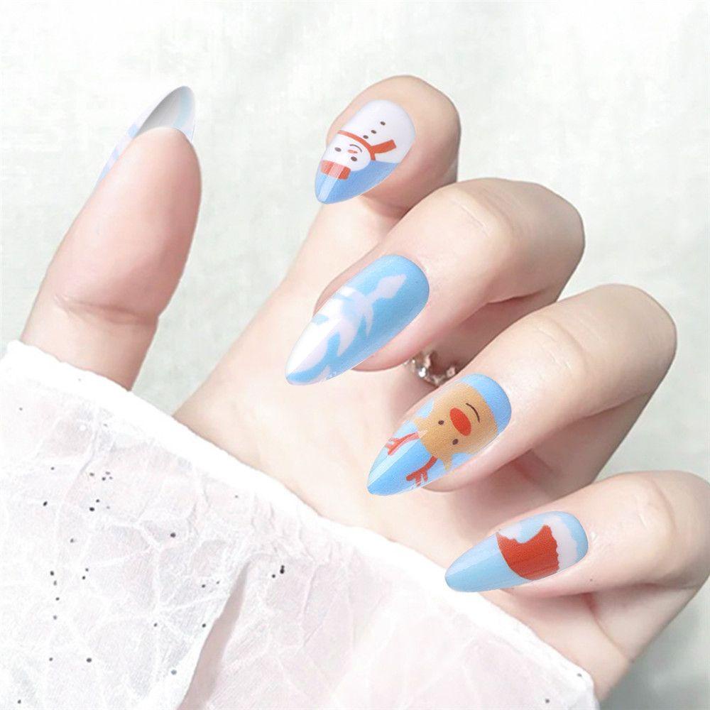 Bộ 288 Móng Tay Giả Tự Dính Che Phủ Toàn Diện Phong Cách Giáng Sinh