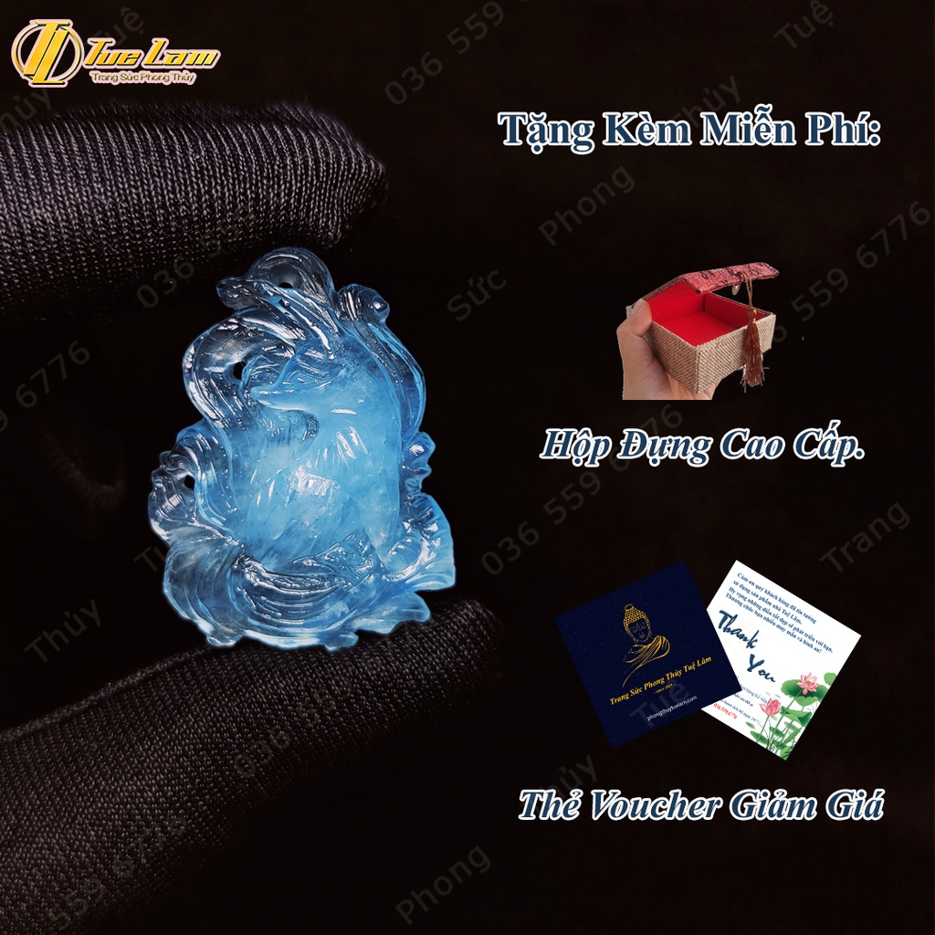 Dây chuyền nữ hồ ly chúa aquamarine dáng đuôi thủng hợp mệnh thủy mộc, trợ duyên may mắn - Tuệ Lâm