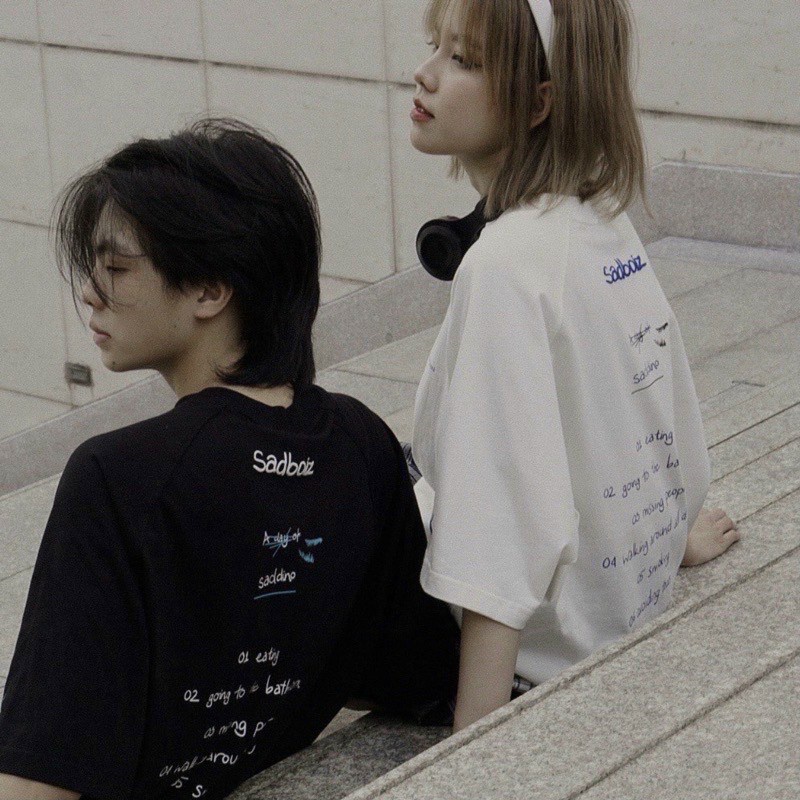 Áo thun tay lỡ form rộng unisex nam nữ mặc đều đẹp in chữ 2 mặt hàng loại 1-said boiz khủng long