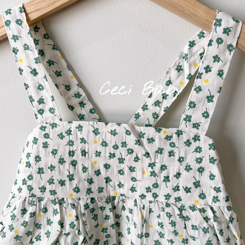 Bộ áo hai dây hoa và quần cho bé gái xinh xắn ảnh thật