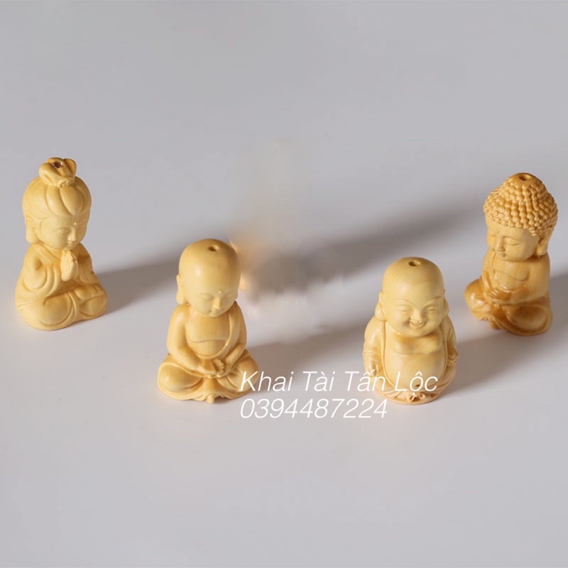 Bộ tượng Thích Ca , Quan Âm , Địa Tạng gỗ hoàng dương 4cm