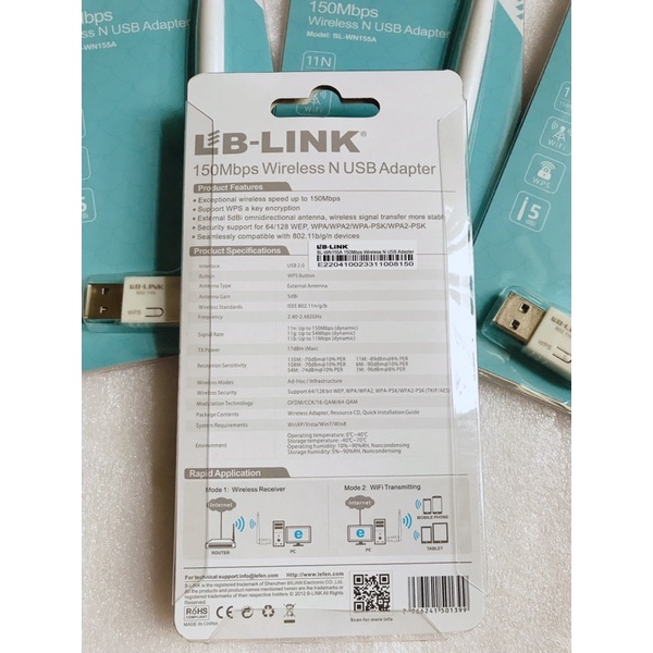 LB LINK - USB Thu Wifi Pc Laptop Nano Tốc Độ 150Mbps Có Râu
