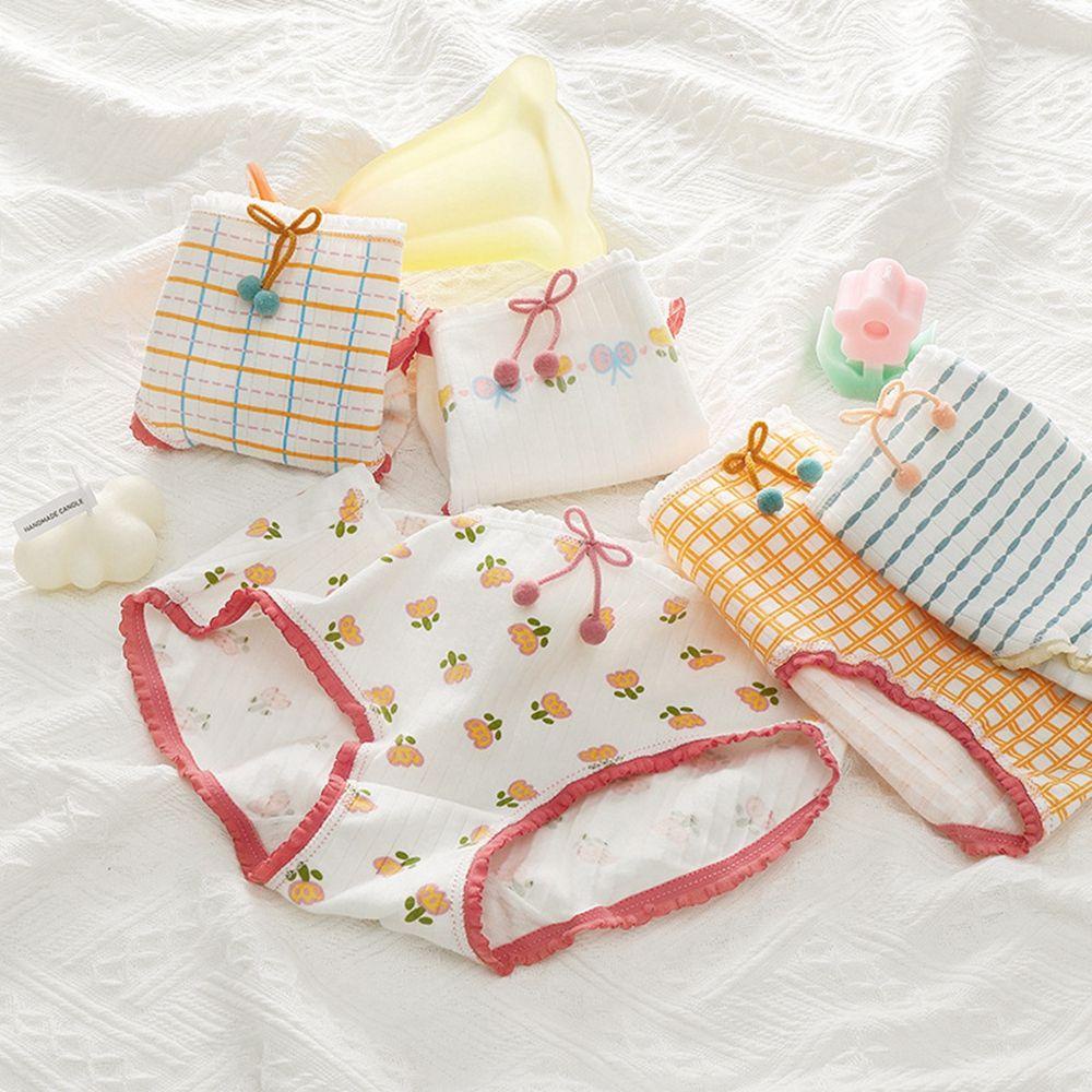 OCEANMAP Quần Lót Cotton Thoáng Khí In Họa Tiết Hoạt Hình Dễ Thương Cho Nữ