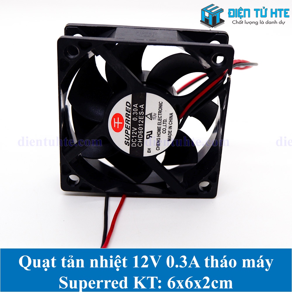 Quạt tản nhiệt 6x6x2cm 6020 12V 0.3A Superred tháo máy