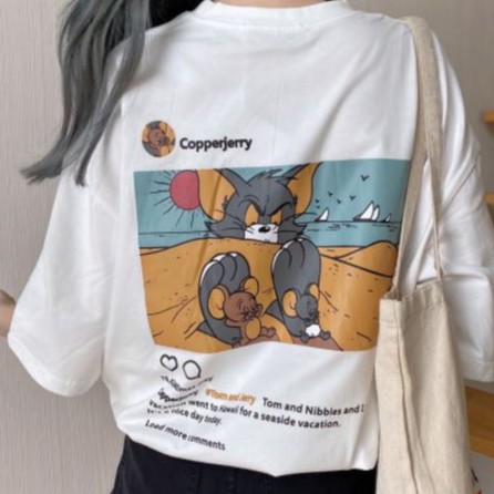 Áo thun tay lỡ Unisex, Áo phông form rộng TOM AND JERRY | BigBuy360 - bigbuy360.vn