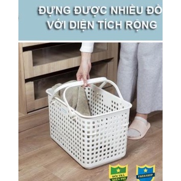 Làn đi sinh có quai xách giữa Inochi Giỏ nhựa đựng đồ cho bé có nắp đậy tiện lợi