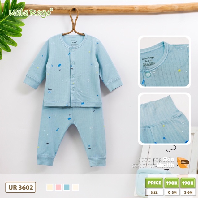 Bộ dài tay ualarogo sơ sinh cạp cao sợi sồi siêu mềm mịn ur-3602