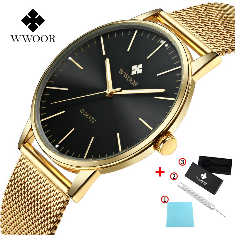 WWOOR   Đồng hồ quartz  bằng thép không gỉ hợp thời trang-8832